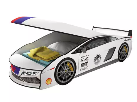 Кровать-машина карлсон ламба (без доп.опций) (magic cars) белый 75x50x184 см.