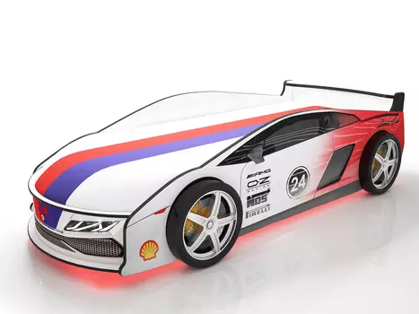 Кровать-машина карлсон ламба с объемными колесами (magic cars) белый 85x50x184 см.