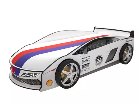 Кровать-машина карлсон ламба с объемными колесами (magic cars) белый 85x50x184 см.