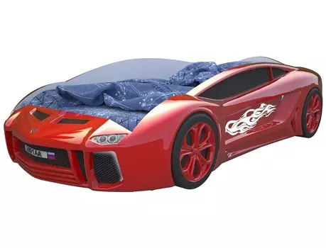 Кровать-машина карлсон ламба next с подсветкой дна и фар (magic cars) красный 105x49x174 см.
