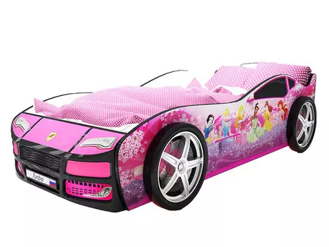 Кровать-машина карлсон турбо фея (с объемными колесами) (magic cars) розовый 85x48x178 см.