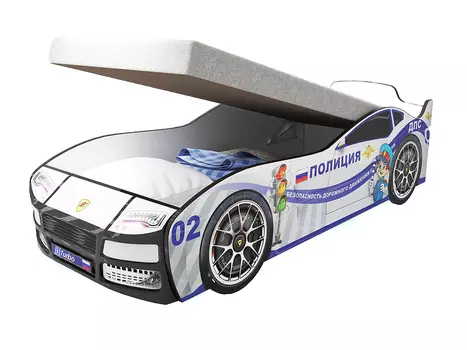 Кровать-машина карлсон турбо полиция (с подъемным механизмом) (magic cars) белый 75x48x178 см.