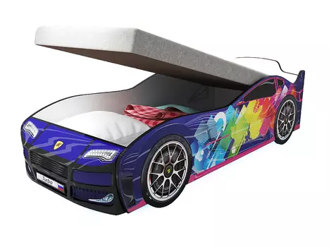 Кровать-машина карлсон турбо (с подъемным механизмом) (magic cars) синий 75x48x178 см.