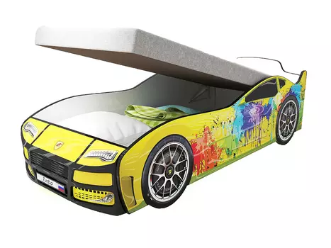Кровать-машина карлсон турбо желтая с подъемным механизмом (magic cars) желтый 75x48x178 см.