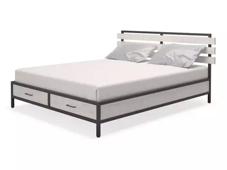 Кровать neo loft (millwood) белый 185x90x205 см.