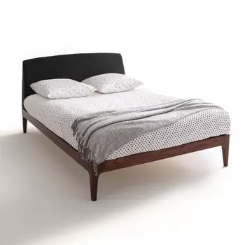 Кровать с основой под матрас и изголовьем agura (laredoute) черный 148x98x208 см.