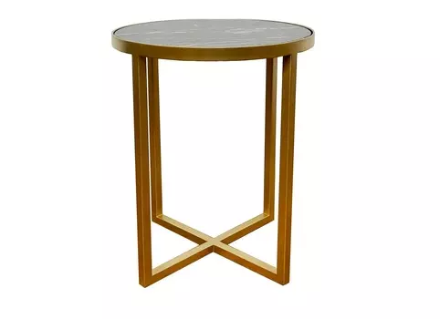 Круглый столик с мраморной столешницей (for miss) черный 40.0x50.0x40.0 см.