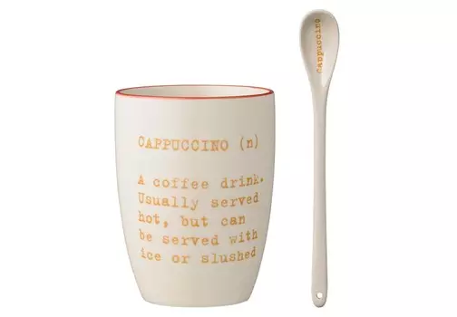 Кружка с ложкой cappuccino (bloomingville) бежевый 10 см.