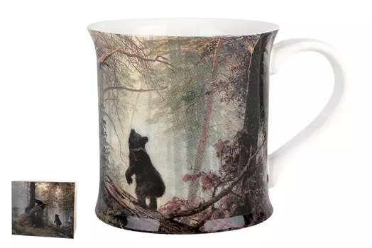 Кружка утро в сосновом лесу (коралл) коричневый 14x8.5x12 см.