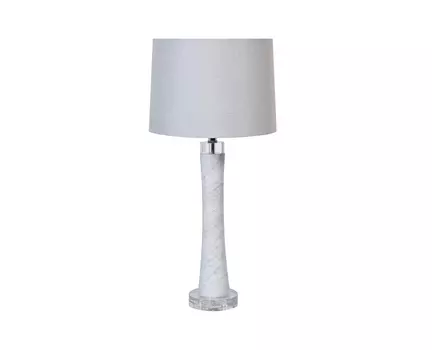 Лампа настольная из мрамора с белым абажуром (garda decor) белый 76 см.
