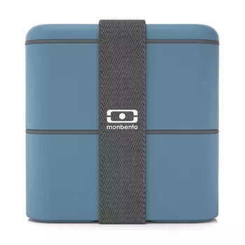 Ланч-бокс mb square denim (monbento) синий 14x14x14 см.