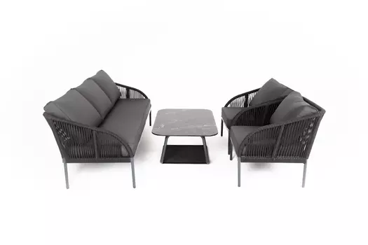 Лаунж-зона 5-местная плетеная из роупа «канны» (outdoor) серый 100x40x65 см.