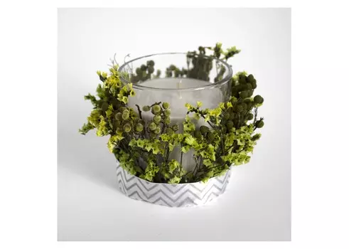 Малый подсвечник с сухоцветами (wowbotanica) прозрачный 11 см.