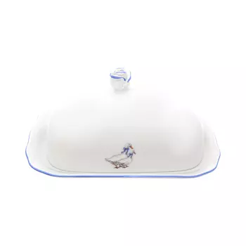 Масленка с крышкой гуси (dubi) белый 19x8x14 см.