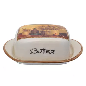 Маслёнка натюрморт (lcs) коричневый 16x6x13 см.