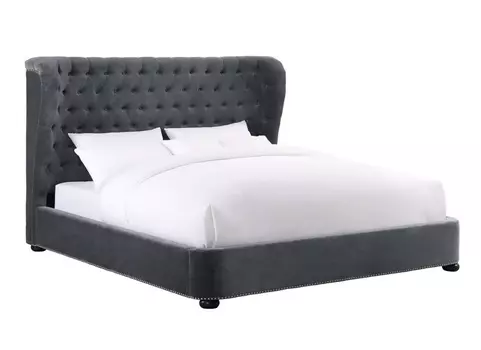 Мягкая кровать brussel (icon designe) серый 180x140x215 см.