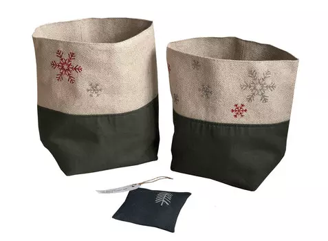 Набор 4 снежинки 2 мешка + саше (ясен лён) бежевый 26x36x18 см.