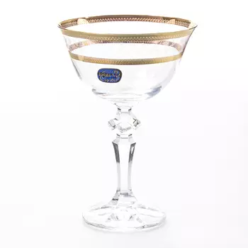 Набор бокалов для мартини кристина золотой лист (6 шт) (crystalex bohemia) золотой