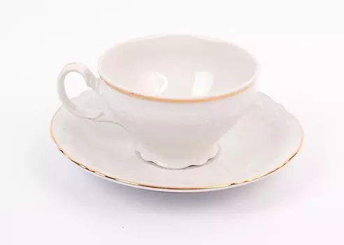 Набор чайных пар белый узор (bernadotte)