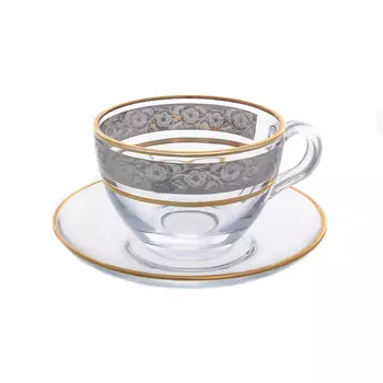 Набор чайных пар клаудия панто v-d 220 мл (crystalex bohemia) прозрачный