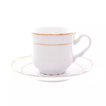 Набор чайных пар констанция отводка золото (thun) белый
