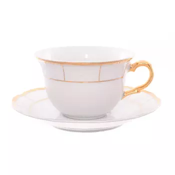 Набор чайных пар менуэт обводка золото (thun) белый