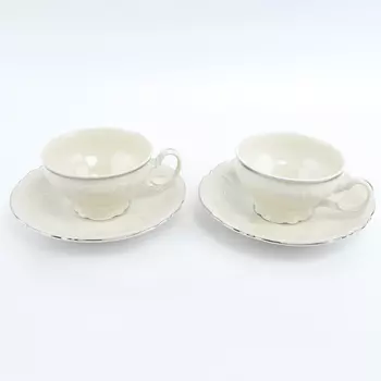 Набор чайных пар платиновый узор be-ivory (6 пар) (bernadotte) белый