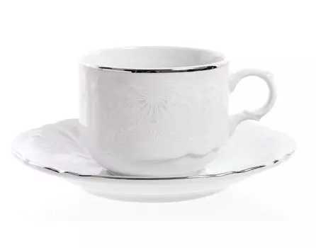 Набор чайных пар платиновый узор (bernadotte) белый