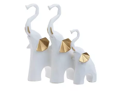 Набор декоративных статуэток слоны baltus (to4rooms) белый 10x22x4 см.