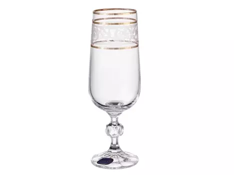 Набор фужеров для шампанского клаудиа золото (crystalite bohemia) прозрачный