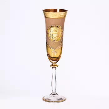 Набор фужеров для шампанского медовый версаче богемия b-g 190 мл (6 шт) (balvinglass) золотой