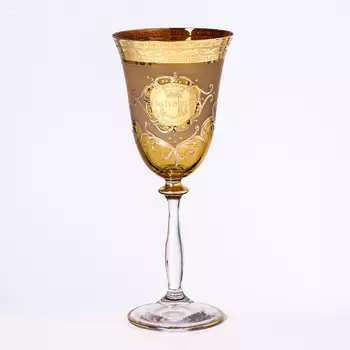 Набор фужеров для вина медовый версаче богемия b-g (6 шт) (balvinglass) золотой