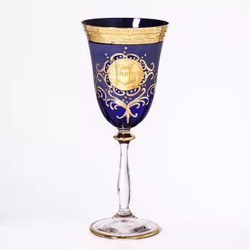 Набор фужеров для вина синий версаче богемия b-g (6 шт) (balvinglass) синий