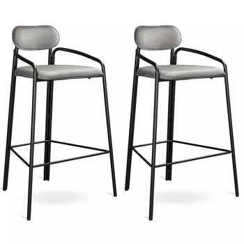 Набор из 2 барных стульев ror, round, велюр, черный/серый (latitude) черный