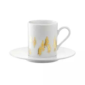 Набор из 2 чашек для кофе с блюдцами fir metallic 0,1 л (lsa international) белый 12 см.