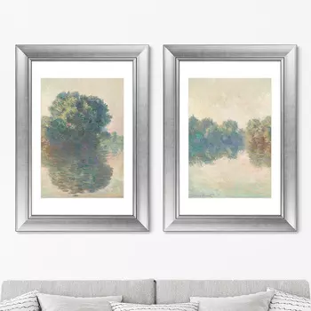 Набор из 2-х репродукций картин в раме the seine at giverny , 1897г. (картины в квартиру) бежевый 50x70 см.