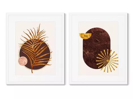 Набор из 2-х репродукций картин в раме branch at sun (картины в квартиру) мультиколор 42x52 см.