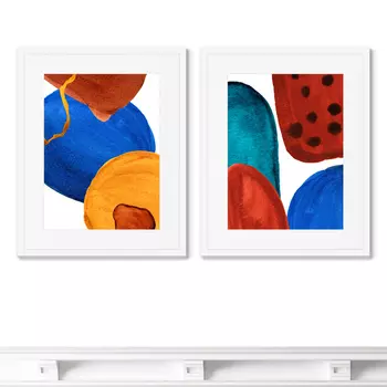 Набор из 2-х репродукций картин в раме forms and colors, composition no14 (картины в квартиру) мультиколор 42x52 см.