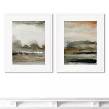 Набор из 2-х репродукций картин в раме landscape colors, no12 (картины в квартиру) мультиколор 42x52 см.