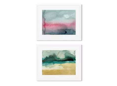 Набор из 2-х репродукций картин в раме landscape colors, no9 (картины в квартиру) мультиколор 52x42 см.