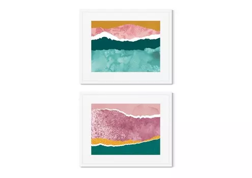 Набор из 2-х репродукций картин в раме layered ocean waves (картины в квартиру) мультиколор 52x42 см.