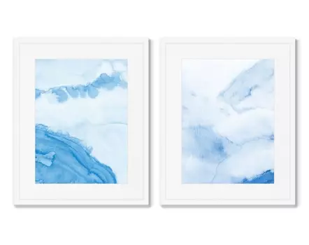 Набор из 2-х репродукций картин в раме mountain peaks in the snow (картины в квартиру) мультиколор 42x52 см.