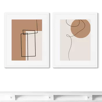 Набор из 2-х репродукций картин в раме sunny day in the city (картины в квартиру) бежевый 42x52 см.