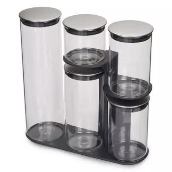 Набор из 5-ти емкостей для хранения podium (joseph joseph) серый 32x32x11 см.