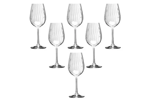 Набор из 6-ти бокалов для вина waterfall 350 мл (garda decor) прозрачный 23 см.