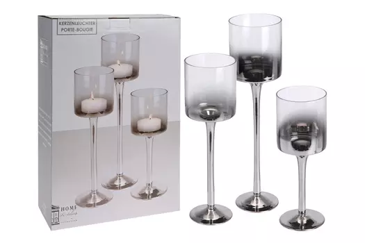 Набор из трех подсвечников (garda decor) серый