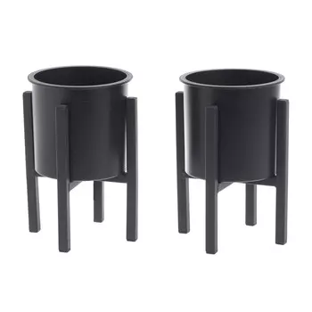 Набор кашпо на подставке shannon (2 шт) (to4rooms) черный 17.0 см.