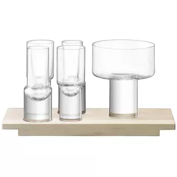Набор сервировочный из 4 стопок и менажницы vodka (lsa international) прозрачный