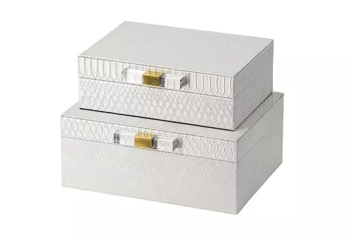 Набор шкатулок (glasar) белый 21.0x10.5x26.0 см.