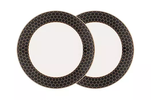 Набор тарелок закусочных harmony чёрно-золотая деколь 2 шт (garda decor) черный